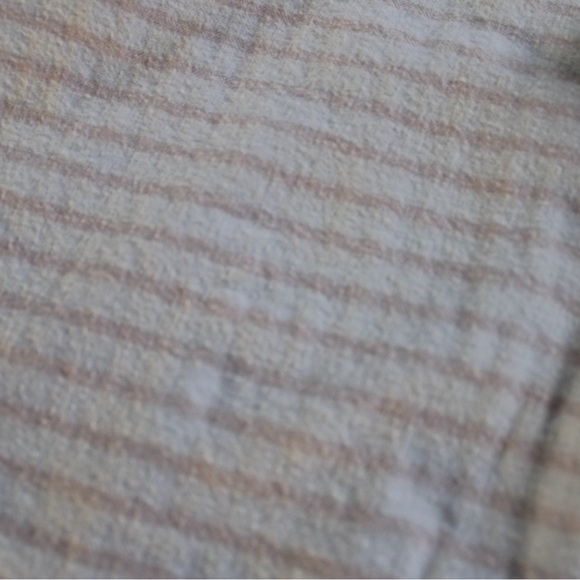 ABERCROMBIE & FITCH Collarless Pink Striped Cotton Button-Down Shirt - Picture 4 of 4